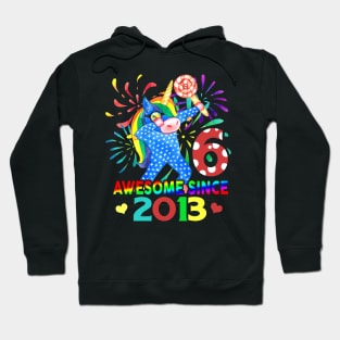 6 Years Old 6th Birthday Unicorn Dabbing Shirt Girl Party Hoodie